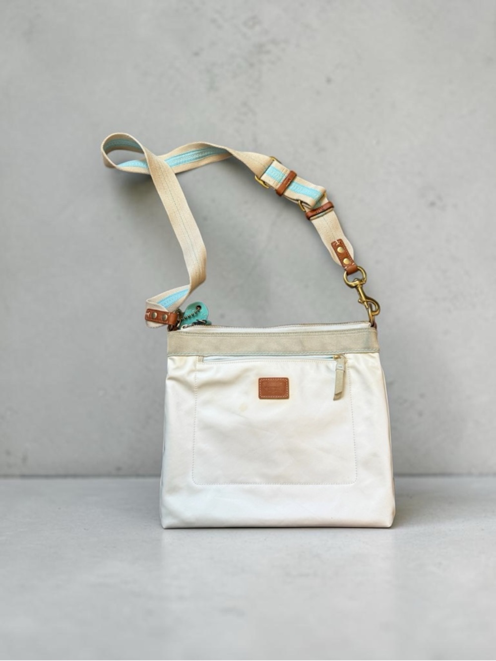 Coach Cream Crossbody with Aqua-Trim Adjustable Strap